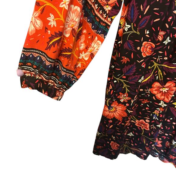 Old Navy Women Shift Dress L Black Abstract Floral Boho Cottagecore Whimsigoth - Picture 5 of 10
